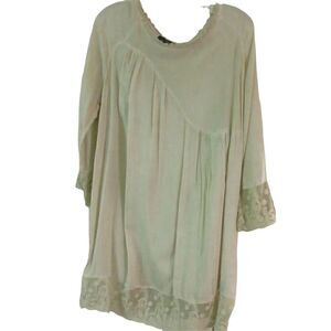 DOLCE BIANCA ITALIA DRESS LIGHT GREEN LACE ACCENTS SIZE LARGE